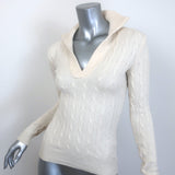 Ralph Lauren Black Label Cable Knit Cashmere Collared Sweater Cream Size Small