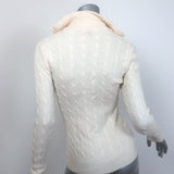 Ralph Lauren Black Label Cable Knit Cashmere Collared Sweater Cream Size Small