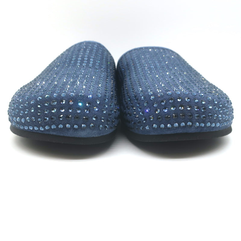 Sandro Elypsee Rhinestone-Embellished Clog Mules Blue Suede Size 41 NEW