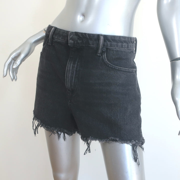 Alexander Wang Bite High Rise Denim Shorts Black Cotton Size 29 NEW