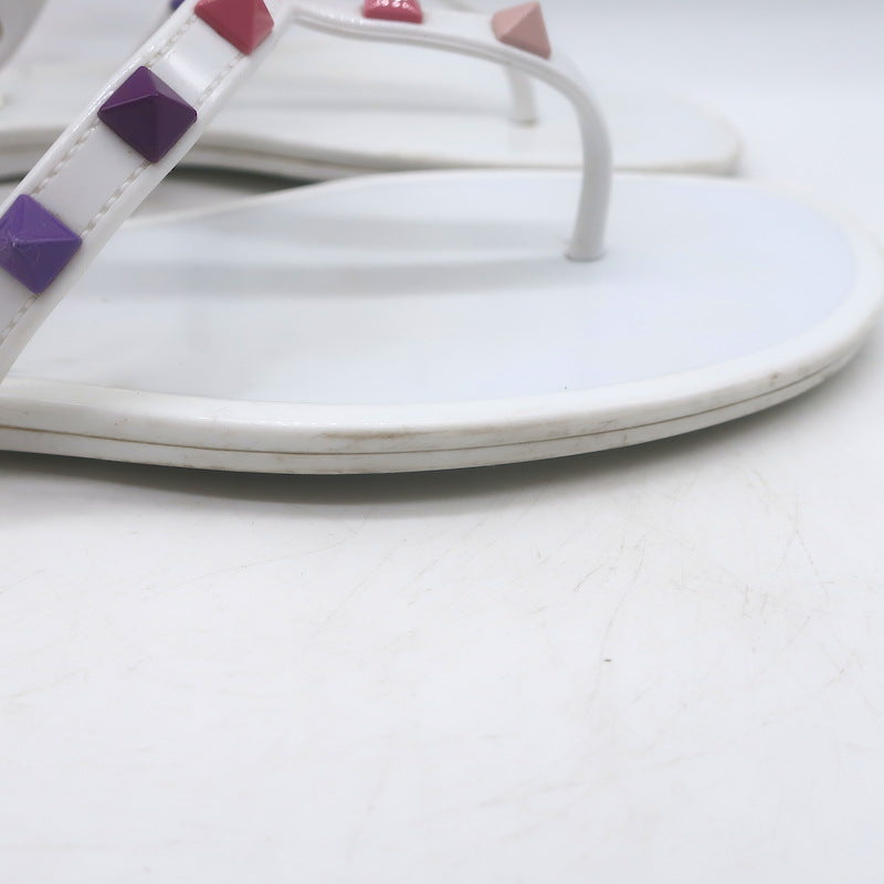 Valentino Rockstud Jelly Sandals White/Multicolor Size 38