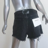 Alexander Wang Bite High Rise Denim Shorts Black Cotton Size 29 NEW