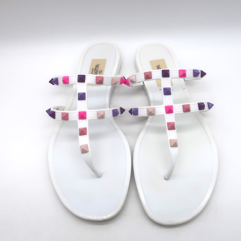 Valentino Rockstud Jelly Sandals White/Multicolor Size 38