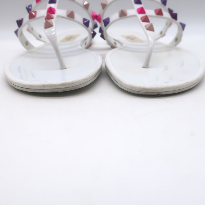 Valentino Rockstud Jelly Sandals White/Multicolor Size 38