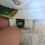 Dolce & Gabbana Rose Print Jacquard Short Sleeve Top Cream Cotton-Blend Size 44