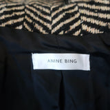 ANINE BING Diana Blazer Beige & Black Fishbone Tweed Size Medium