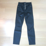 Veronica Beard Debbie Lamb Leather Button-Fly Skinny Pants Black Size 25 NEW