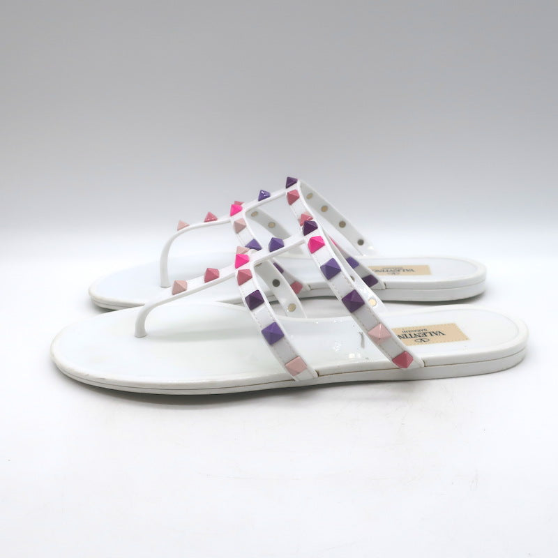 Valentino Rockstud Jelly Sandals White/Multicolor Size 38