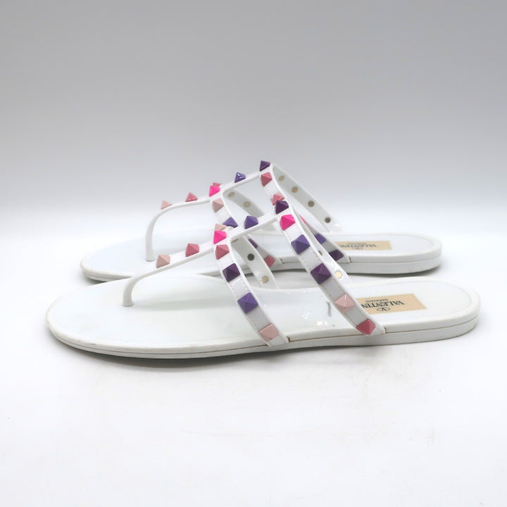 Valentino Rockstud Jelly Sandals White/Multicolor Size 38