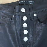Veronica Beard Debbie Lamb Leather Button-Fly Skinny Pants Black Size 25 NEW
