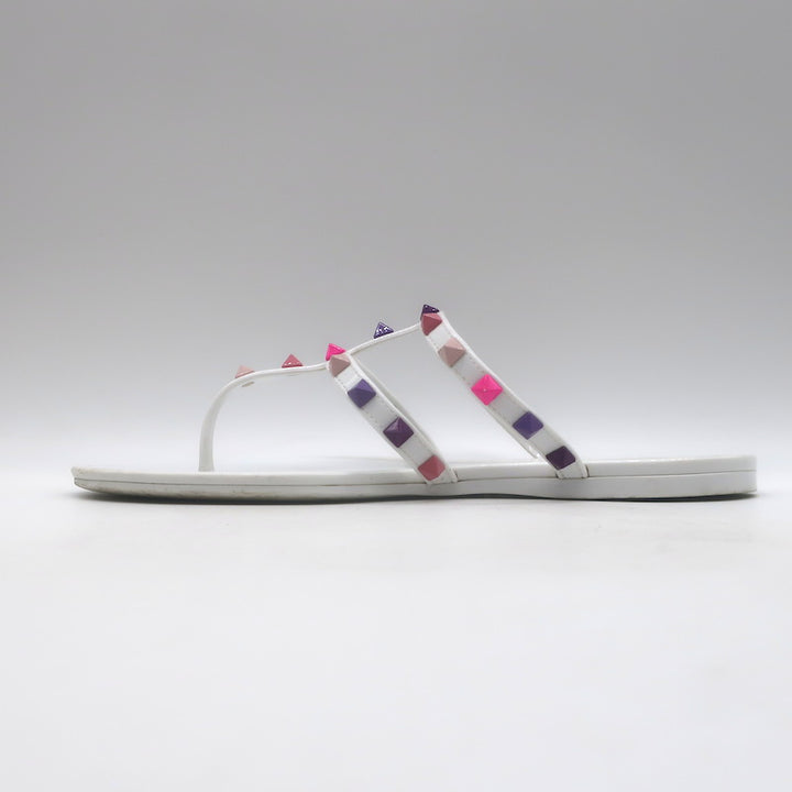 Valentino Rockstud Jelly Sandals White/Multicolor Size 38
