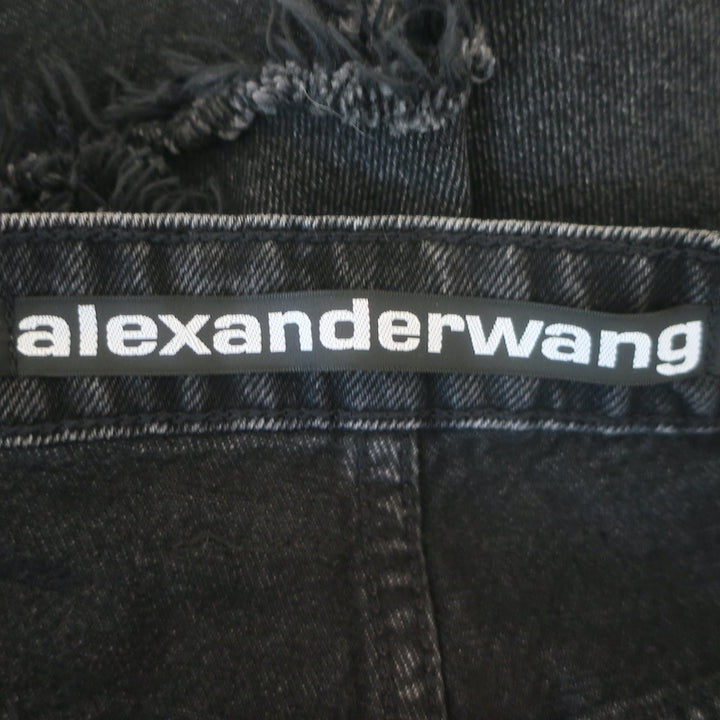 Alexander Wang Bite High Rise Denim Shorts Black Cotton Size 29 NEW