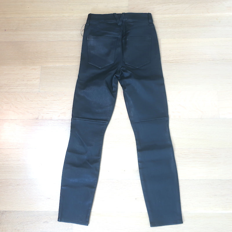Veronica Beard Debbie Lamb Leather Button-Fly Skinny Pants Black Size 25 NEW