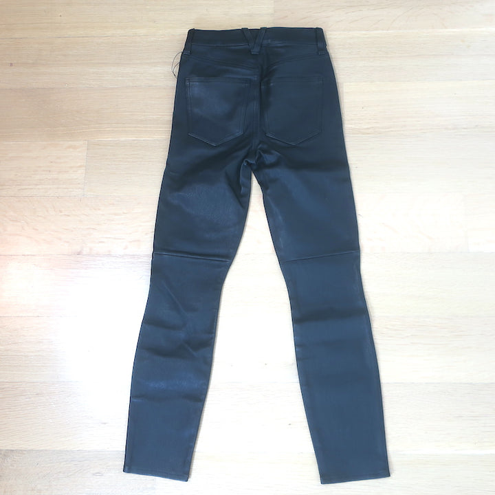 Veronica Beard Debbie Lamb Leather Button-Fly Skinny Pants Black Size 25 NEW