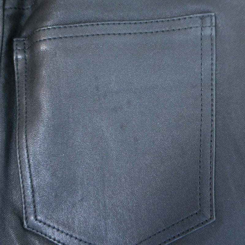 Veronica Beard Debbie Lamb Leather Button-Fly Skinny Pants Black Size 25 NEW