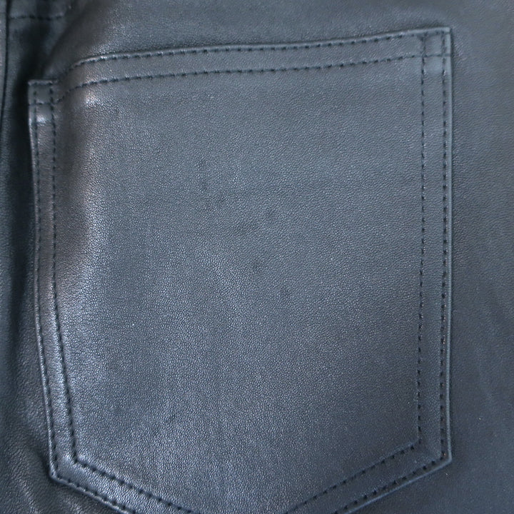 Veronica Beard Debbie Lamb Leather Button-Fly Skinny Pants Black Size 25 NEW