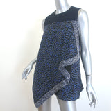 Proenza Schouler Asymmetric Sleeveless Top Navy Printed Silk Crepe Size 4