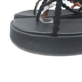 Alaia Chamois Minimal Flatform Sandals Black Scalloped Suede Size 37