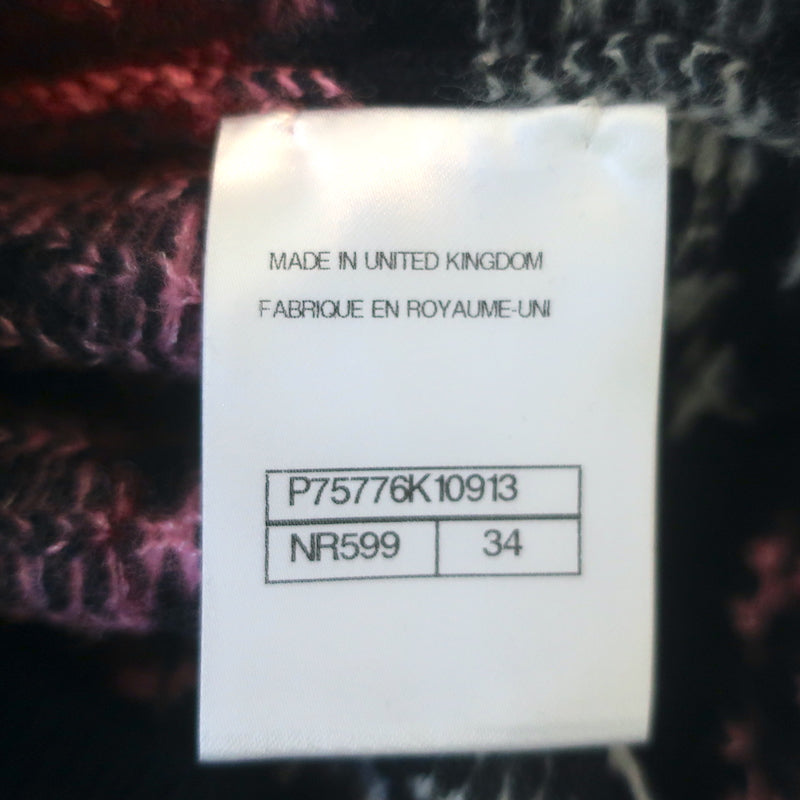 Chanel 23B Chain Link Intarsia Knit Cardigan Navy Cashmere-Blend Size 34