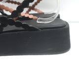 Alaia Chamois Minimal Flatform Sandals Black Scalloped Suede Size 37