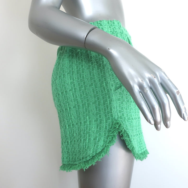Maje Ivete Frayed Tweed Shorts Green Size 38 NEW