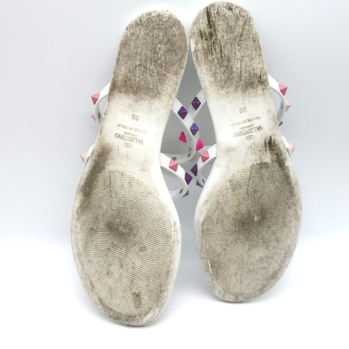 Valentino Rockstud Jelly Sandals White/Multicolor Size 38