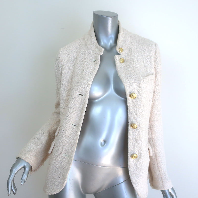 Rag &amp; Bone Slade Tweed Blazer Cream Cotton Size 8 Button-Front Jacket