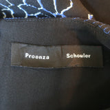 Proenza Schouler Asymmetric Sleeveless Top Navy Printed Silk Crepe Size 4
