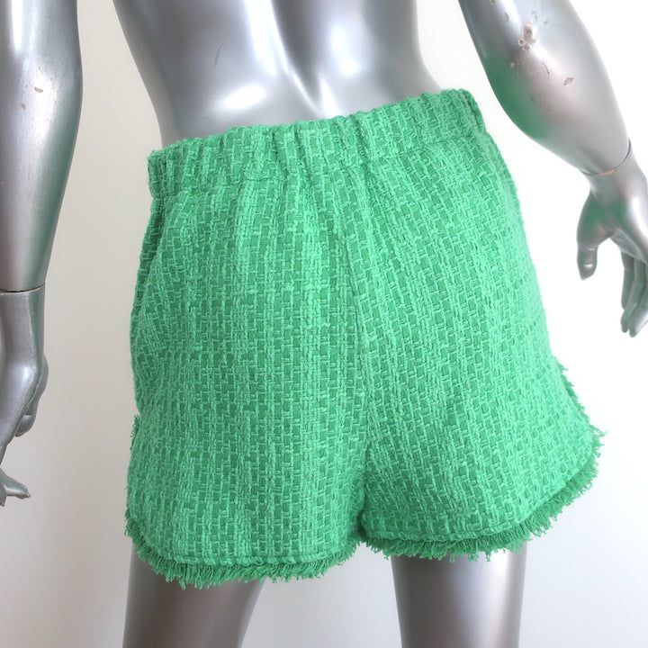 Maje Ivete Frayed Tweed Shorts Green Size 38 NEW
