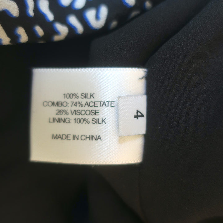 Proenza Schouler Asymmetric Sleeveless Top Navy Printed Silk Crepe Size 4