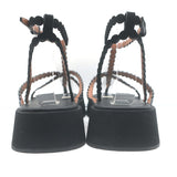 Alaia Chamois Minimal Flatform Sandals Black Scalloped Suede Size 37