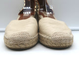 Valentino Rockstud Double Espadrille Wedges Cream Leather Size 38