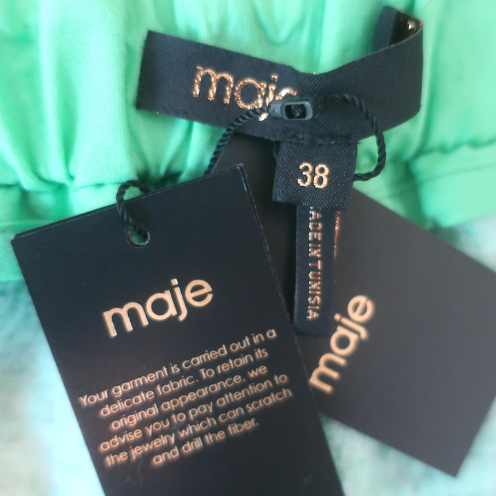 Maje Ivete Frayed Tweed Shorts Green Size 38 NEW