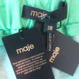 Maje Ivete Frayed Tweed Shorts Green Size 38 NEW
