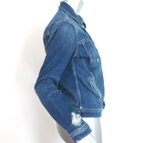 L'Agence Celine Slim Fit Distressed Denim Jacket Blue Size Medium