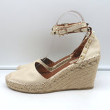 Valentino Rockstud Double Espadrille Wedges Cream Leather Size 38