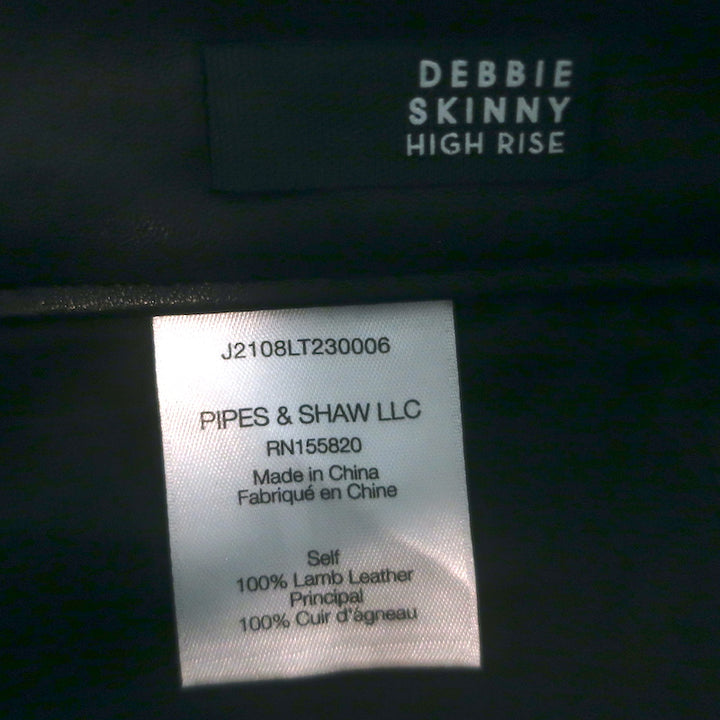 Veronica Beard Debbie Lamb Leather Button-Fly Skinny Pants Black Size 25 NEW