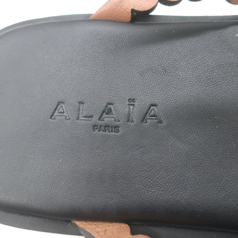 Alaia Chamois Minimal Flatform Sandals Black Scalloped Suede Size 37