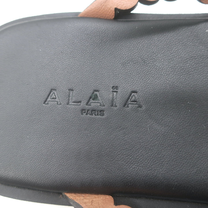 Alaia Chamois Minimal Flatform Sandals Black Scalloped Suede Size 37
