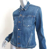 L'Agence Celine Slim Fit Distressed Denim Jacket Blue Size Medium