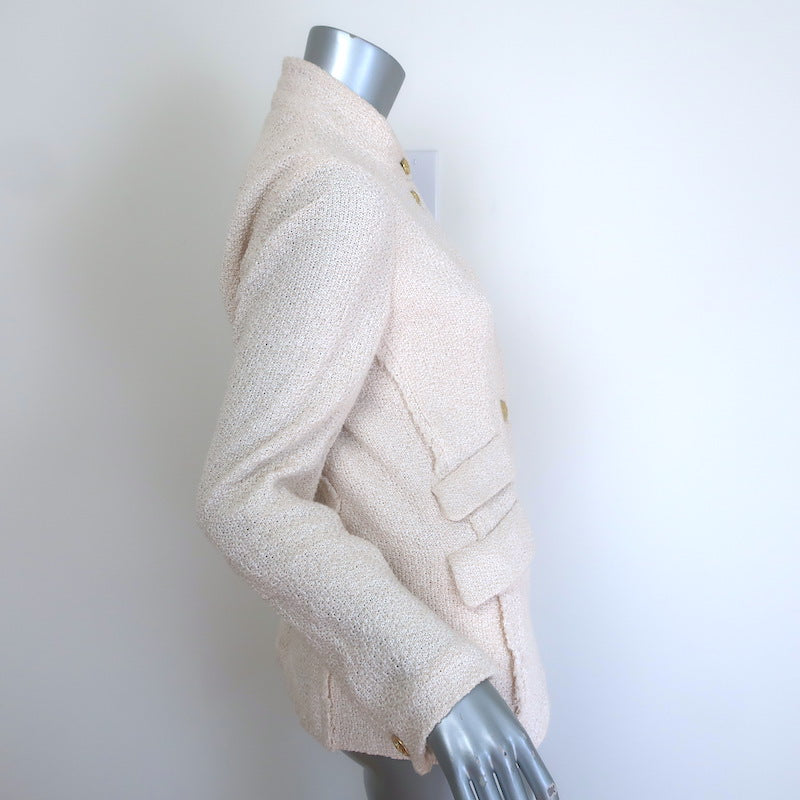 Rag &amp; Bone Slade Tweed Blazer Cream Cotton Size 8 Button-Front Jacket