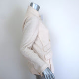 Rag & Bone Slade Tweed Blazer Cream Cotton Size 8 Button-Front Jacket