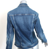L'Agence Celine Slim Fit Distressed Denim Jacket Blue Size Medium