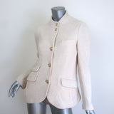 Rag & Bone Slade Tweed Blazer Cream Cotton Size 8 Button-Front Jacket