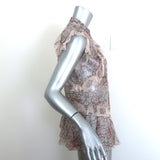 Alexander McQueen Sleeveless Ruffle Blouse Light Pink Floral Print Silk Size 42