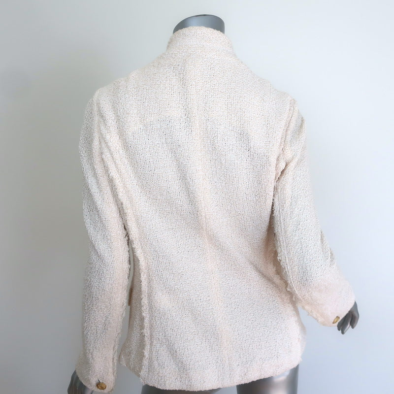 Rag &amp; Bone Slade Tweed Blazer Cream Cotton Size 8 Button-Front Jacket