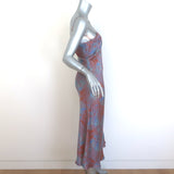 Silk Laundry 90's Slip Dress Purple Daze Printed Satin Size Small