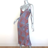 Silk Laundry 90's Slip Dress Purple Daze Printed Satin Size Small