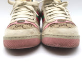 Gucci GG Crystal Screener Sneakers Ecru & Pink Leather Size 37