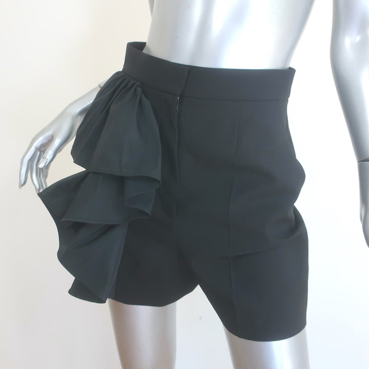 Alexander McQueen Ruffled Wool Shorts Black Size 40 NEW